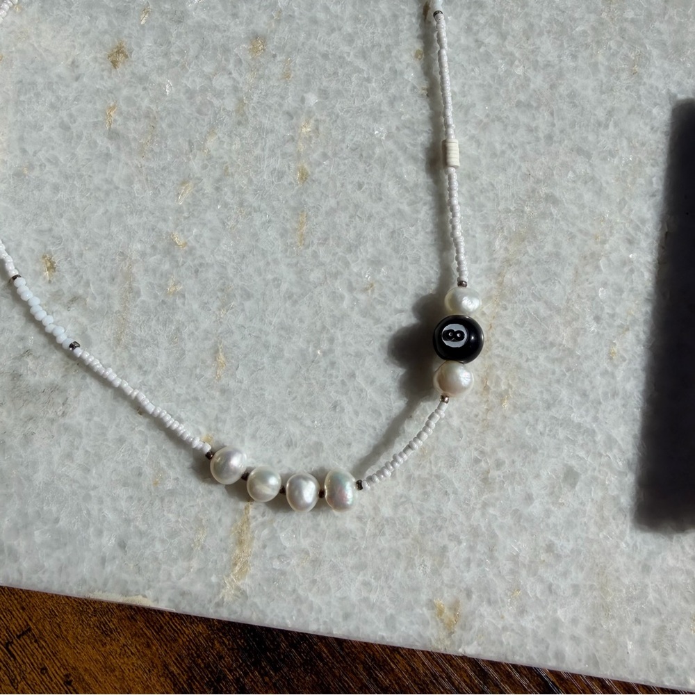 Pearl 8 Ball Beaded Necklace - Picture 3 of 5